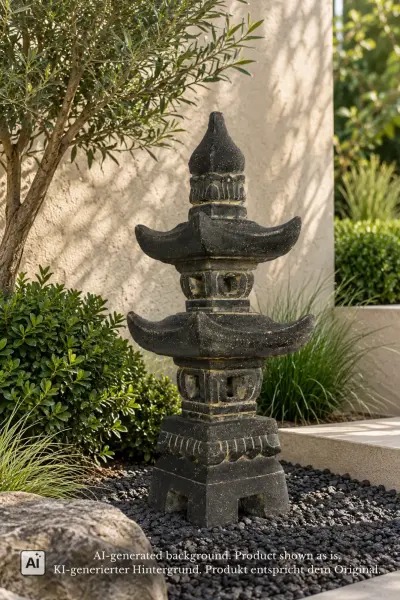 Product image of the product “Pagoda Lamp, 70 cm Height, Cast Stone, Handcrafted & Coloured ”